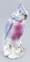 Porcelán kakadu, kézzel festett, jelzés nélkül, kopásnyomokkal, m: 12 cm