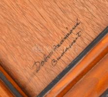 Dobos Andrásné (?-?), XX. sz. közepe: Szecessziós hölgy. Intarzia, falemez. Jelzett. Dekoratív, sérü...