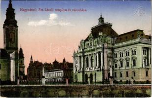 1915 Nagyvárad, Oradea; Szent László tér, Városháza / square, town hall (EK)