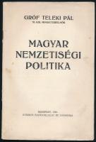 Gróf Teleki Pál: Magyar nemzetiségi politika. Bp., 1940., Stádium, 30 p. Kiadói papírkötés.