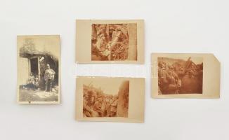 cca 1915 I. világháborús front fotók 4 db fotólap, feliratozva, egyik sarka sérült