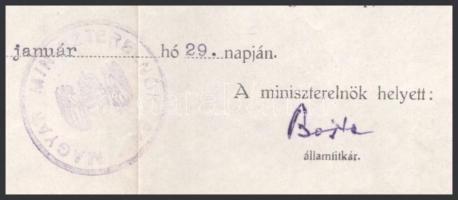 1947 Bp., a Magyar Miniszterelnökség határozata állampénztári tiszt elbocsátó határozatának megsemmi...