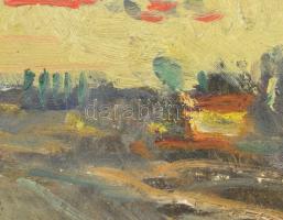 Herman Lipót (1884-1972): Naplemente tanulmány. Olaj, karton, jelezve jobbra lent. Hátoldalán autogr...