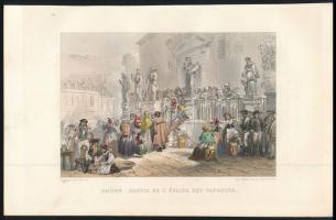 1855 Tirol, Brünn, München, 3 db színezett metszet, 11×16 cm