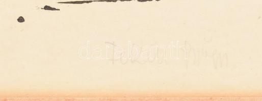 Fekete György (1947-): Tanya. Linómetszet, papír, jelzett, paszpartuban. 30x45,5 cm