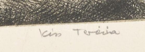 Kiss Terézia (1928-2016): Ciklámen. Rézkarc, papír, jelzett, kartonra kasírozva, lap széle kissé fol...