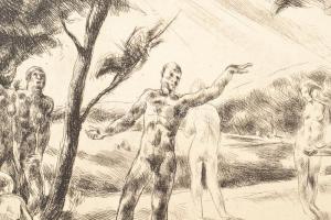 Szőnyi István (1894-1960): Árkádia. Rézkarc, papír. Hátoldalán "Szőnyi István hagyatéka" b...