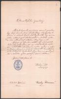 1918 Bp., vallásváltoztatási igazolvány, kézzel írt, Puskásy Pál misszióspap aláírásával, bélyegzővel