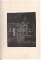 Szunyoghy András (1946-): Templomrom Monotípia papír. Jelzett, 24x21 cm