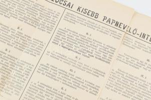 cca 1900-1930 A Kalocsai Kisebb Papnevelő-Intézet rendszabályai. Kalocsa, Werner Károly-ny., hajtott...