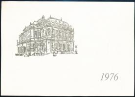 1976 Bp., Magyar Állami Operaház többnyelvű újévi üdvözlőlapja, aláírással