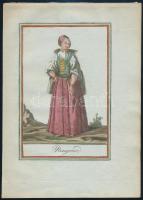 cca XIX. század első harmada Nemes úr és nemes asszony illusztrációja, kézzel színezett rézmetszet, ...