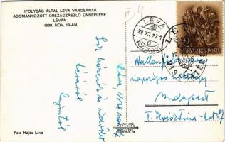 1938 Léva, Levice; Ipolyság által Léva városának adományozott országzászló ünneplése, bevonulás, cse...