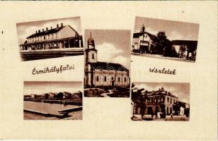 Érmihályfalva, Valea lui Mihai; mozaiklap vasútállomással / multi-view postcard with railway station