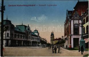 Kiskunfélegyháza, Kossuth Lajos utca, Csernus Sándor üzlete, utcaseprő. Royko B. kiadása