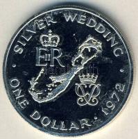 Bermuda 1972. 1$ Ag "Ezüstlakodalom" T:PL