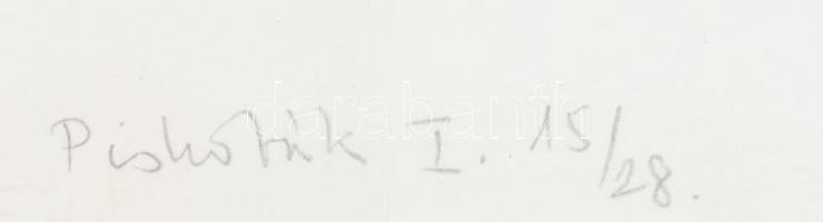 Fajó János (1937-2018): Piskóták I., 1975. Szitanyomat, papír. Jelzett, számozott (15/28.). Sérült (...