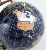 Brunel, olasz földgömb oroszlánnal, ezüst borítású műgyanta. Jelzett, hibátlan, m: 20 cm