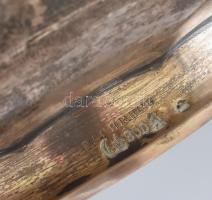 Ezüst (Ag) Art Deco kínálótál, üvegbetéttel, jelzett, hibátlan, nettó: 231 g, d: 19cm, m: 9cm