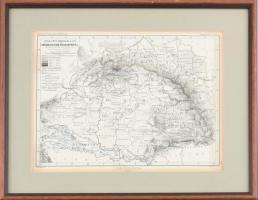 1862 Magyarország, Galícia, Erdély, Bukovina, Horvátország és Szlavónia térképe. Üvegezett, fakeretben. 19x24,5 cm