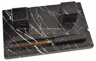 Íróasztal készlet, márvány, sérülésekkel, vegyes méretben