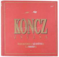 1992 Koncz Zsuzsa összes nagylemeze, 10 db bakelit hanglemez + könyv (Varjas Endre: Koncz Zsuzsa), kiadói vászonborítású dísztokban, 34,5x33,5 cm