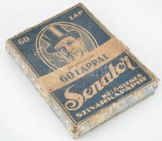 cca 1930-1940 Senator szivarkapapír papírdoboz, foltos, sérült, 21x15x3 cm