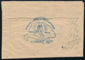 cca 1930-1940 Régi receptboríték, hátoldalán Szent Istvánt ábrázoló irredenta grafikával ("Becs...