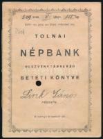 1939 Tolnai Népbank Rt. betéti könyve, bejegyzésekkel, lyukasztással, 12 p.