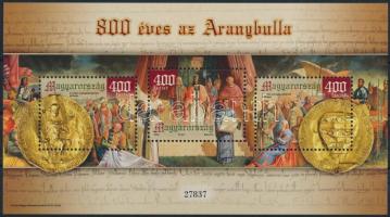 2022 800 éves az Aranybulla blokk 27837-es sorszámmal