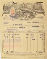1936 Bp., Egyesült Magyar Malomipari Részvénytársaság fejléces levélpapírjára írt számla, rajta a gyár látképével
