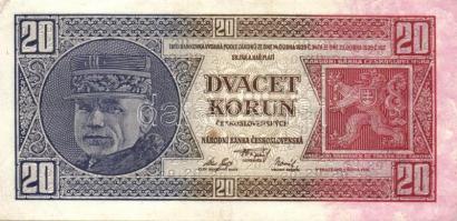 Csehszlovákia 1926. 20K(2x)egymásutáni sorszámokkal T:II