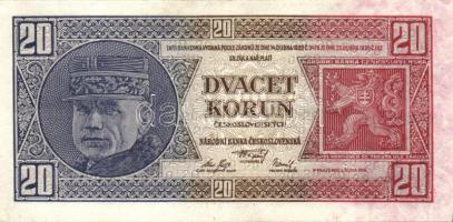 Csehszlovákia 1926. 20K(2x)egymásutáni sorszámokkal T:II