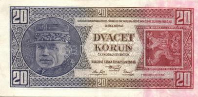 Csehszlovákia 1926. 20K(3x)egymásutáni sorszámokkal T:II