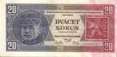 Csehszlovákia 1926. 20K(3x)egymásutáni sorszámokkal T:II