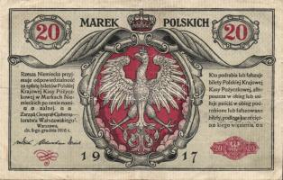 Lengyelország/I."V.H." német megszállás / III.kiadás 1917. 20M T:II/III+