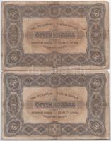 1920. 50K (2x) + 100K (3x) mind "Orell Füssli Zürich" nyomdahely-megjelöléssel T:III-,IV