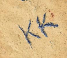 2 db retró kerámia gömb váza, repesztett / hólyagos mázzal, jelzett, m: 9 - 10 cm