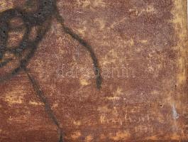 Krajcsovits Margit - Laár Árpádné (1936-): Biomorf I.-II. Samottos falplasztika, egyik jelzett: Kraj...