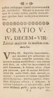 [Kazy Ferenc (1695-1759)]: Concilium decem-virorum Hungariae in liberis Suadae campis celebratum. Honori perillustrium, reverendorum, praenobilium, nobilium, ac eruditorum dd. aa. ll. et philosophiae neo-magistrorum, cum in alma aArchi-episcopali universuitate s. j. Tyrnaviensi per R. P. Joannem Kornelli, ... Tyrnav. [Nagyszombat], 1732., Typ. Acedem. per Friedric. Gall., 4+142+1 p. Latin nyelven. Korabeli kartonált papírkötés, kopott borítóval, kissé foltos lapokkal.
