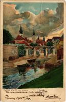 1902 Klagenfurt (Kärnten), Am Kanal / canal. Kuenstlerpostkarte No. 1765. von Ottmar Zieher Kunstanstalt. litho s: Raoul Frank (b)