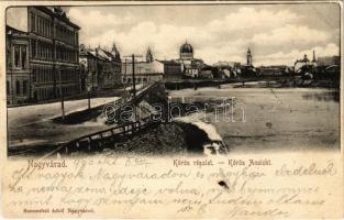 1900 Nagyvárad, Oradea; Körös részlet, híd, zsinagóga. Sonnenfeld Adolf kiadása / Cris riverside, bridge, synagogue (EK)