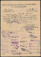 1946 Bp., Magyar Államrendőrség által kiállított jelentkezési lap rendőri felügyelet alatt álló személy számára