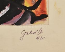 Gábor Marianne (1917-2014): Négy alak, tempera, papír, jelzett, kartonra ragasztva, 21,5×26,5 cm