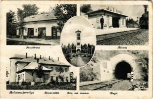 Balatonakarattya, Posta, vasútállomás, gőzmozdony, vonat, Bencés üdülő, Római katolikus templom, vas...