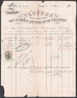 1870 Újpest, Pest-Fiumaner Schiffbau-Actien-Gesellschaft fejléces számlája 5 kr okmánybélyeggel