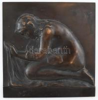 Hafner (Antal) Arnold (?-?): Könyörgés. Bronz relief, jelzett, 13,5x13cm