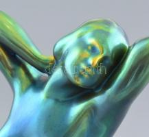 Zsolnay eozin mázas akt szobor, jelzett, hibátlan, m: 25cm