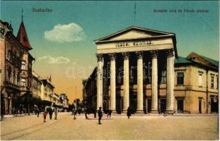 Szabadka, Subotica; Kossuth utca, Városi színház. Vasúti levelezőlapárusítás 115. sz. 1916. / street view, theatre