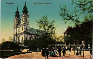 Szabadka, Subotica; Mária Terézia templom. Vasúti levelezőlapárusítás 50. sz. 1916. / church